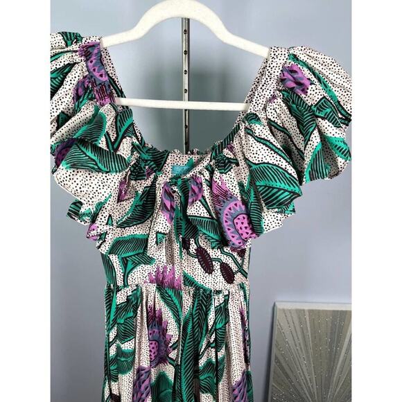 Sika Off the Shoulder Floral Printed Ruffle Maxi Dress Size 00 - Picture 6 of 14